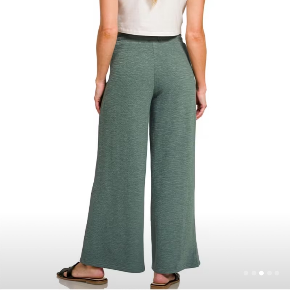 Zenana Outfitters Wide-Leg Knit Set - Ash Jade - Picture 4 of 12